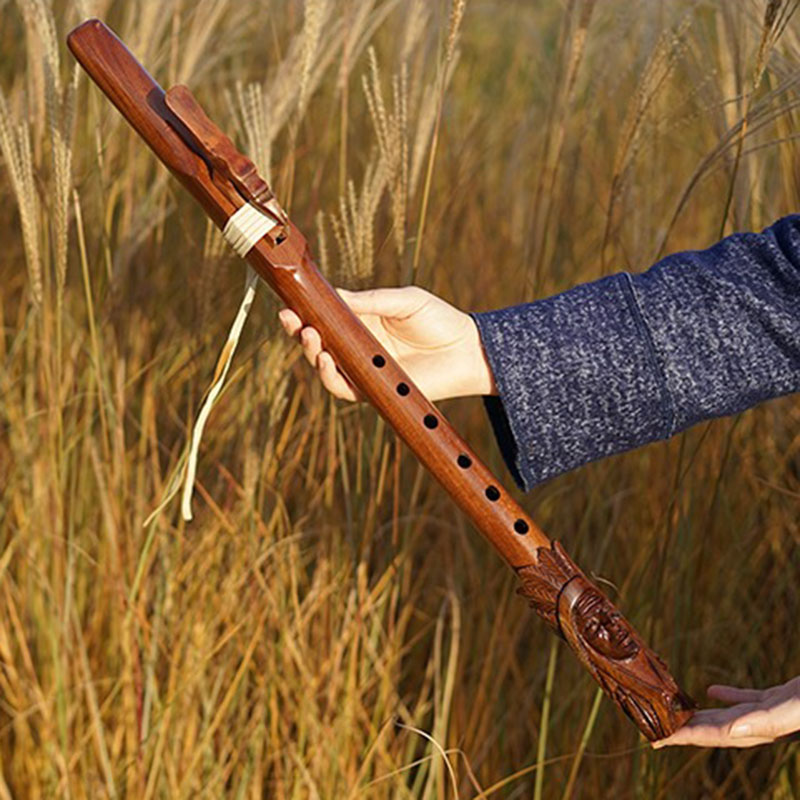 Musical Instrument Indian - Drewniana flaga indyjska z 6 otworami,